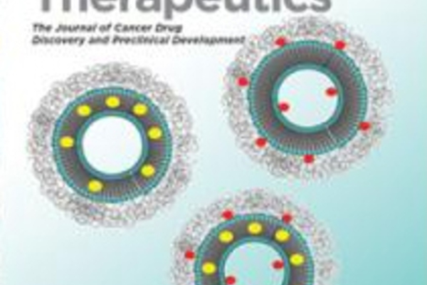 Cover of magazine "Molecular Cancer Therapeutics" with liposome diagrams.